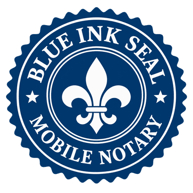 Blue Ink Seal mobile notary emblem